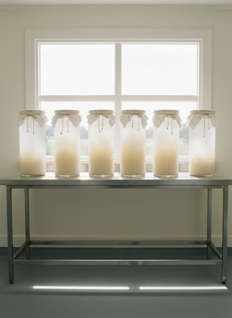 Water kefir fermenting in glass vessels in Ballinrobe, Co. Mayo