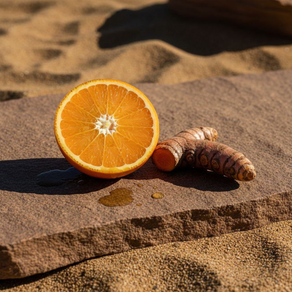 Ingredients for orange and turmeric water kefir