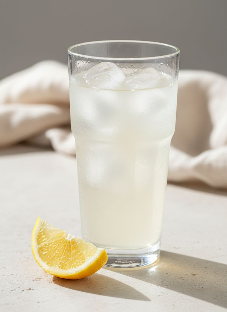 A glass of water kefir poured over ice