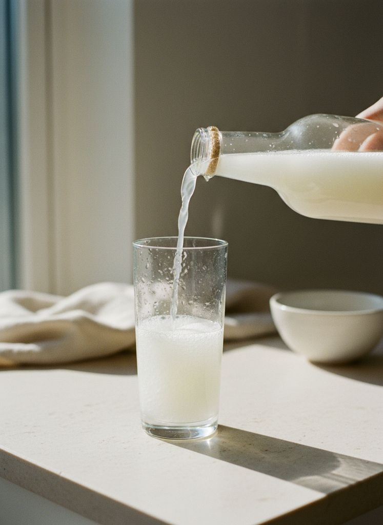 Water kefir poured into a glass